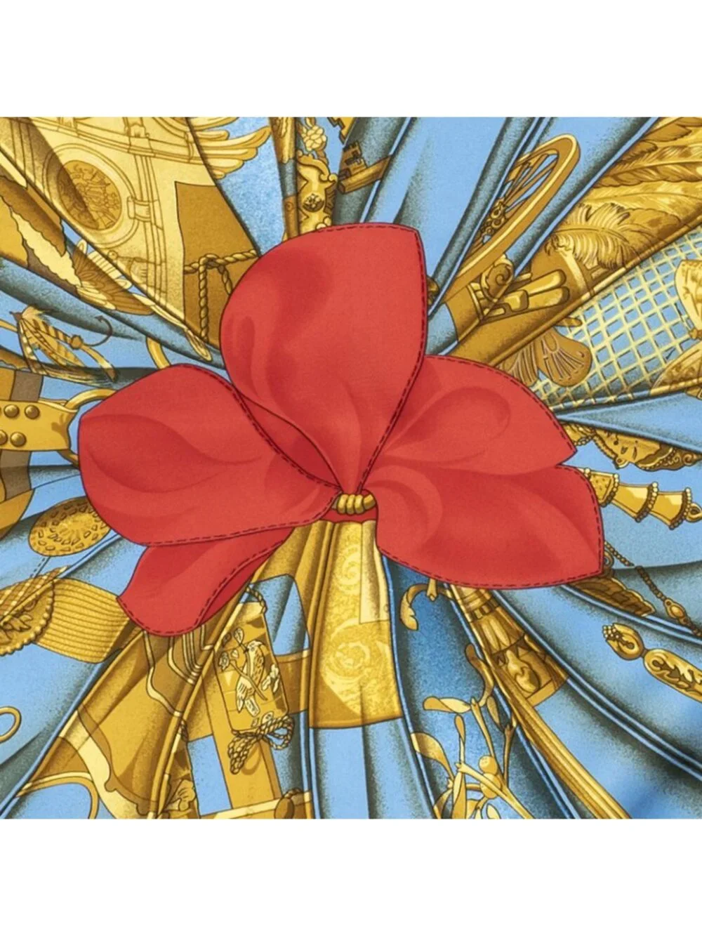 ★SOLD★ Hermes Scarf Blue Red 100% Gold Twill Silk - Picture 3 of 5